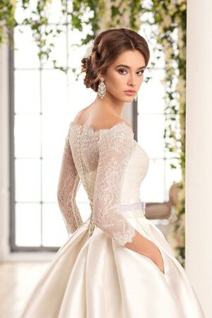 Abito da Sposa Semplice in Raso Senza Maniche A-Line Naturale Lungo - Foto 4