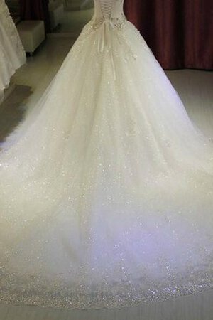 Abito da Sposa Cuore Romantico Coda A Strascico Corto Elegante con Perline in Tulle - Foto 4