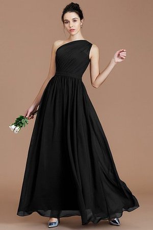 Robe demoiselle d'honneur naturel en chiffon ruché ligne a d'épaule asymétrique - Photo 6