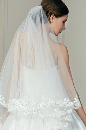 Abito da Sposa con Applique con Fiocco A-Line Senza Maniche Naturale in Raso - Foto 4