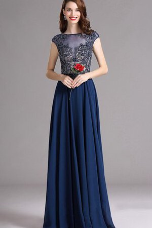 Robe de bal appliques avec zip de col bateau avec manche épeules enveloppants avec chiffon - Photo 1