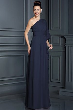 Robe demoiselle d'honneur longue en chiffon jusqu'au sol gaine en 3/4 manche - Photo 9