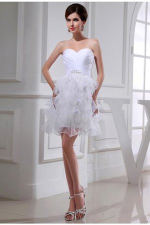 Robe de cocktail naturel col en forme de cœur en organza de princesse avec perle - Photo 1