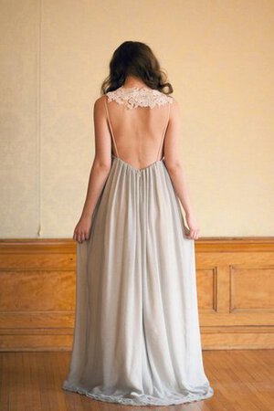 Abito da Sposa Lungo V-Scollo Schiena Nuda con Increspato con Applique A-Line - Foto 3