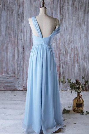 Empire Taille Ärmellos langes bodenlanges bescheidenes Brautjungfernkleid mit Rüschen - Bild 4