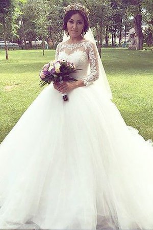 Abito da Sposa Coda A Strascico Corto con Maniche Lunghe Largo Elegante Vintage - Foto 1