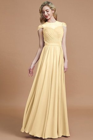 Robe demoiselle d'honneur naturel avec chiffon ligne a de princesse jusqu'au sol - Photo 11