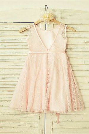 Robe de cortège enfant ceinture col u profond longueur mollet a-ligne de princesse - Photo 2