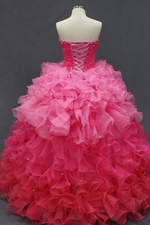 Abito Quinceanera Cuore con Perline in Organza Cerniera Allacciato in Tulle - Foto 2