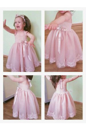 Abito da Cerimonia Bambini Alla Caviglia in pizzo Anello con Fiocco con Piega Ball Gown - Foto 5