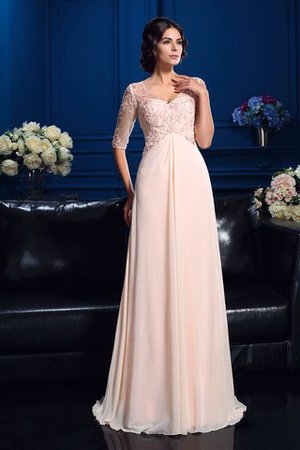 Robe mère de mariée longue en 1/2 manche v encolure en chiffon de traîne courte - Photo 1