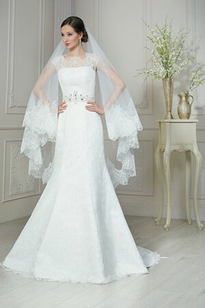 Robe de mariée naturel avec lacets col ras du cou de sirène - Photo 1