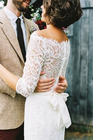 Abito da Sposa Semplice Spazzola Treno Farfalla Ornamento Naturale in Pizzo - Foto 2