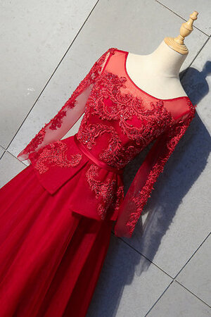 Robe de bal avec manche longue en satin avec cristal en tulle charme - Photo 5