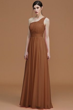 Robe demoiselle d'honneur naturel avec zip de princesse ruché manche nulle - Photo 10