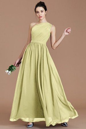 Robe demoiselle d'honneur naturel en chiffon ruché ligne a d'épaule asymétrique - Photo 12