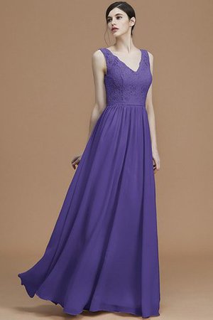 Robe demoiselle d'honneur en chiffon avec sans manches de lotus v encolure a-ligne - Photo 30