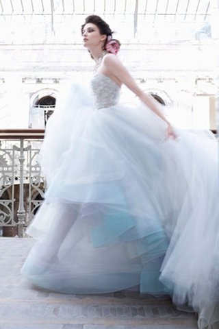 Robe de mariée jusqu'au sol sans dos brodé col en forme de cœur textile en tulle - Photo 2