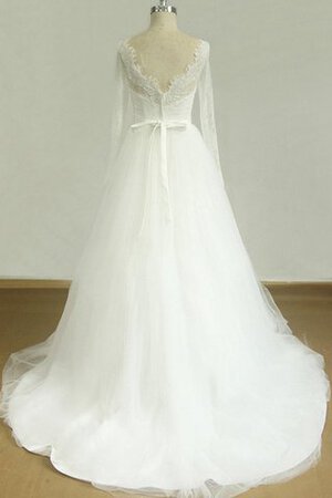 Robe de mariée elégant festonné ligne a v encolure en tulle - Photo 2