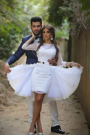 Vestido de Novia en Encaje de La mitad de manga de Joya de Espalda Descubierta - Foto 1