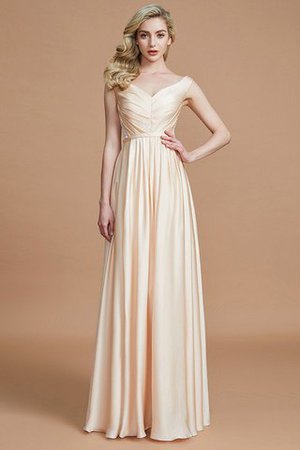 Robe demoiselle d'honneur naturel v encolure de princesse avec sans manches ruché - Photo 3