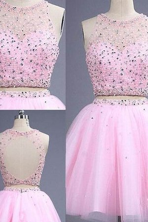 Perlenbesetztes Prinzessin A Linie Natürliche Taile Abiballkleid mit Schaufel Ausschnitt - Bild 1