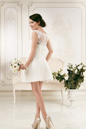 Abito da Sposa Senza Maniche con Applique con Fiore A-Line Naturale in Pizzo - Foto 3