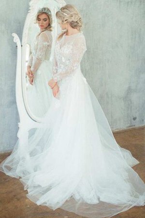 Abito da Sposa retro Spazzola Treno A-Line con Applique a riva con Seghettato - Foto 4