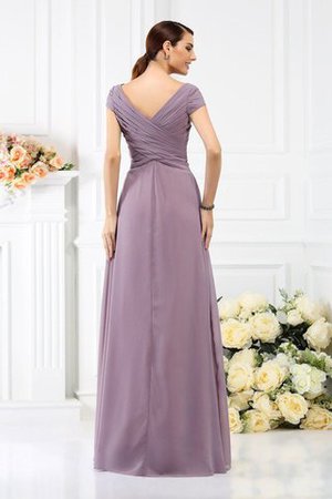 Chiffon Prinzessin Bodenlanges Brautjungfernkleid mit Kurzen Ärmeln mit Drapierung - Bild 30