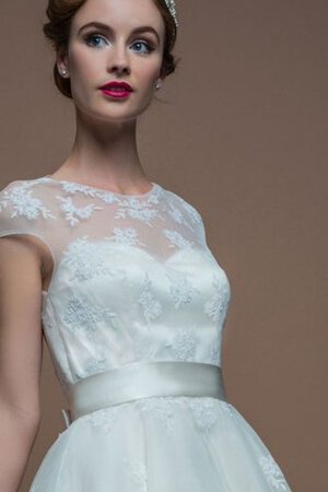 Abito da Sposa Tondo decorato con Applique con Manica Corte Cappellino con Fiocco - Foto 3