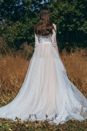 Robe de mariée avec zip avec décoration dentelle à la mode en satin en tout plein air - Photo 2