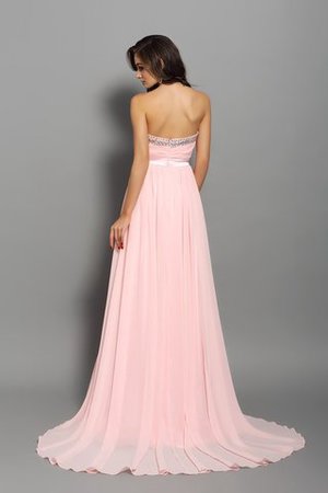 Herz-Ausschnitt Perlenbesetztes Glamouröses Abendkleid mit Empire Taille aus Chiffon - Bild 2