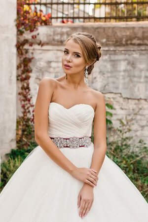 Abito da Sposa Naturale con Criss-cross con Fiocco Cuore Ball Gown Coda A Strascico Cappella - Foto 2