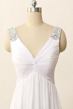 Robe de mariée plissé manche nulle fermeutre eclair avec perle de col en v - Photo 5