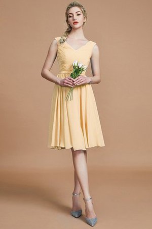 Robe demoiselle d'honneur naturel ligne a avec sans manches ruché en chiffon - Photo 11