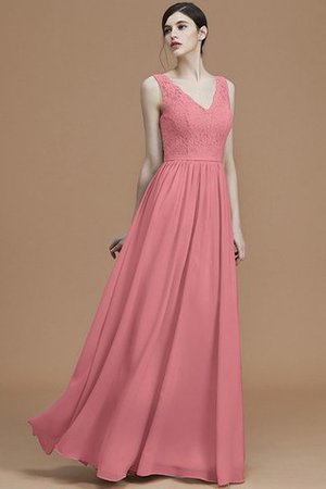 Robe demoiselle d'honneur en chiffon avec sans manches de lotus v encolure a-ligne - Photo 34