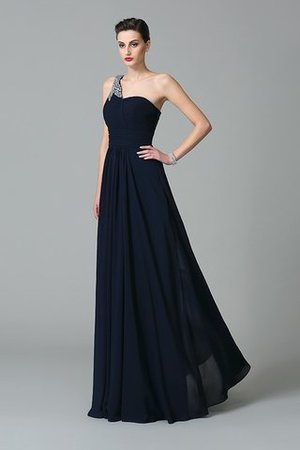 Robe de soirée naturel a-ligne de princesse d'épaule asymétrique avec chiffon - Photo 6