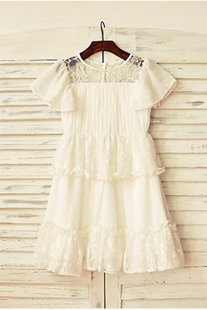 Abito da Cerimonia Bambini Naturale A-Line in Pizzo con Fiore Principessa - Foto 2