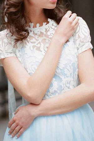Hoher Kragen kurze Ärmeln Elegantes mini romantisches Brautjungfernkleid mit Knöpfen - Bild 3