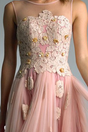 Robe de bal appliques en tulle au niveau de cou avec perle manche nulle - Photo 3