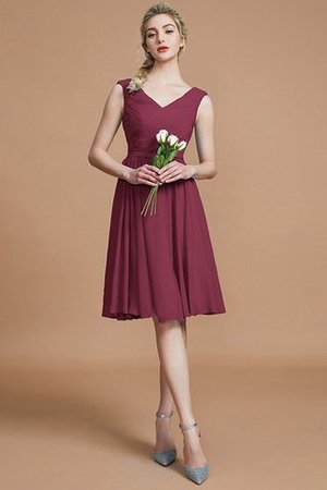 Robe demoiselle d'honneur naturel ligne a avec sans manches ruché en chiffon - Photo 10