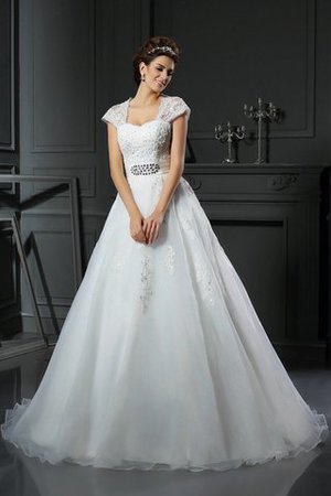 Abito da Sposa in Organza Alta Vita Ball Gown con Perline Quadrato - Foto 1