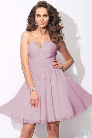 Robe demoiselle d'honneur naturel courte avec zip ligne a de princesse - Photo 21