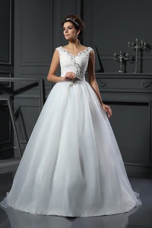 Abito da Sposa Naturale Coda A Strascico Cappella A-Line Retro Senza Maniche - Foto 1