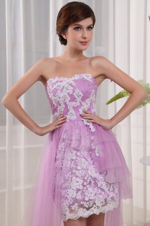 Robe de cocktail elégant de col en cœur ruché appliques textile en tulle - Photo 8