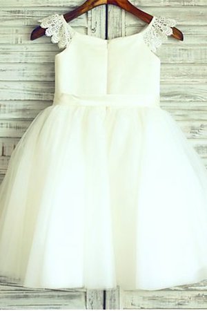 Robe de cortège enfant avec fleurs a-ligne encolure ronde de princesse en organza - Photo 2