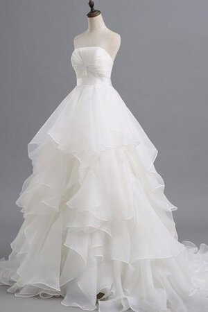 Robe de mariée avec sans manches au drapée en organza de traîne mi-longue dos nu - Photo 1