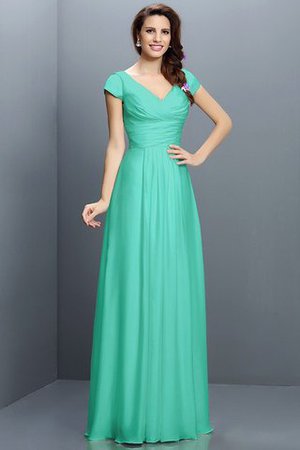 Robe demoiselle d'honneur plissé avec zip en chiffon de princesse a-ligne - Photo 15