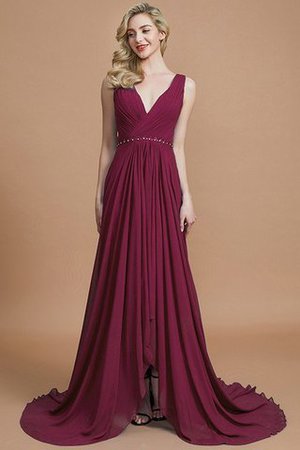 Robe demoiselle d'honneur de princesse avec chiffon de col en v ligne a manche nulle - Photo 10