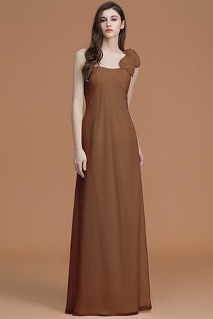 Robe demoiselle d'honneur naturel a-ligne manche nulle avec zip avec fleurs - Photo 8